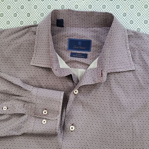 David Donahue Other - David Donahue Mens FusionPerformance Shirt 18 XL XXL PurpleGeometric Print LS